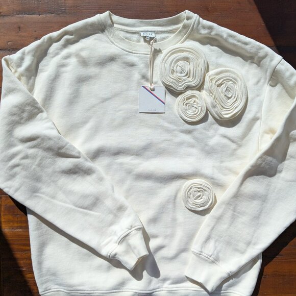 KULE The Pauline Oversized Flower Sweatshirt XS NWT - Cream - Picture 4 of 9